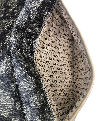 Saint Laurent Clutch Bag Second Bag YSL Cassandra PVC Beige Authentic