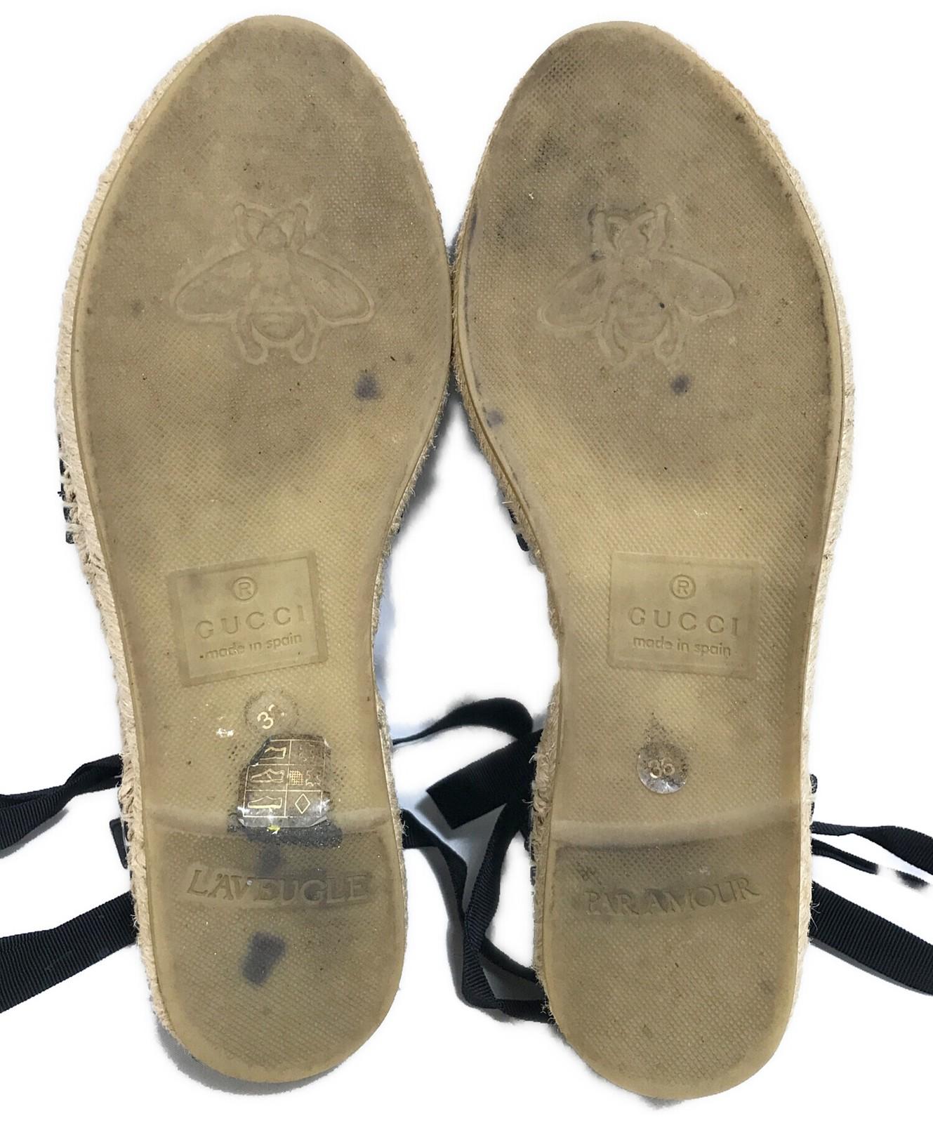 GUCCI Sandals Shoes GG EU 36 US 6 Beige Authentic