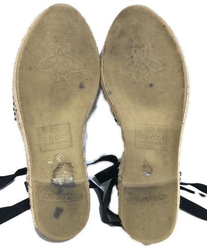 GUCCI Sandals Shoes GG EU 36 US 6 Beige Authentic