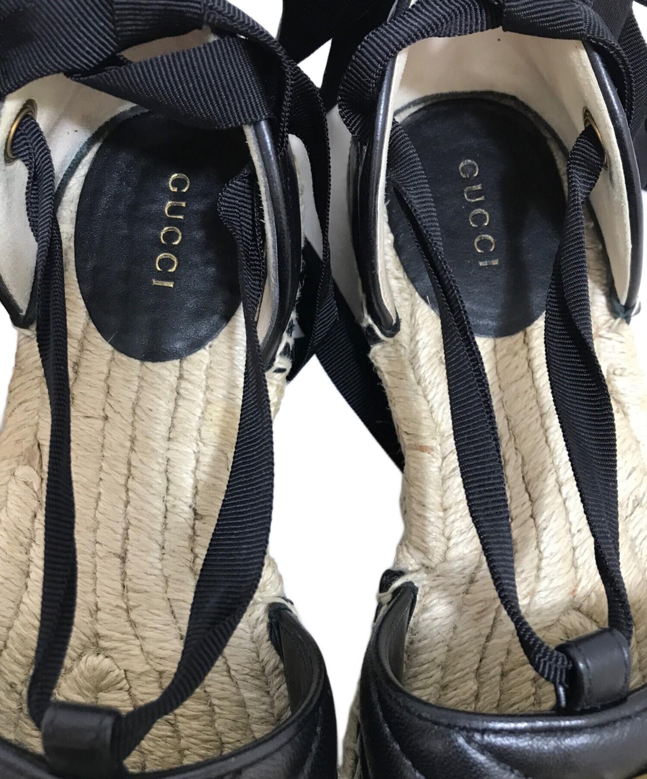 GUCCI Sandals Shoes GG EU 36 US 6 Beige Authentic
