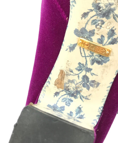 GUCCI Shoes Pumps Heel GG EU 37.5 US 7.5 Purple Authentic