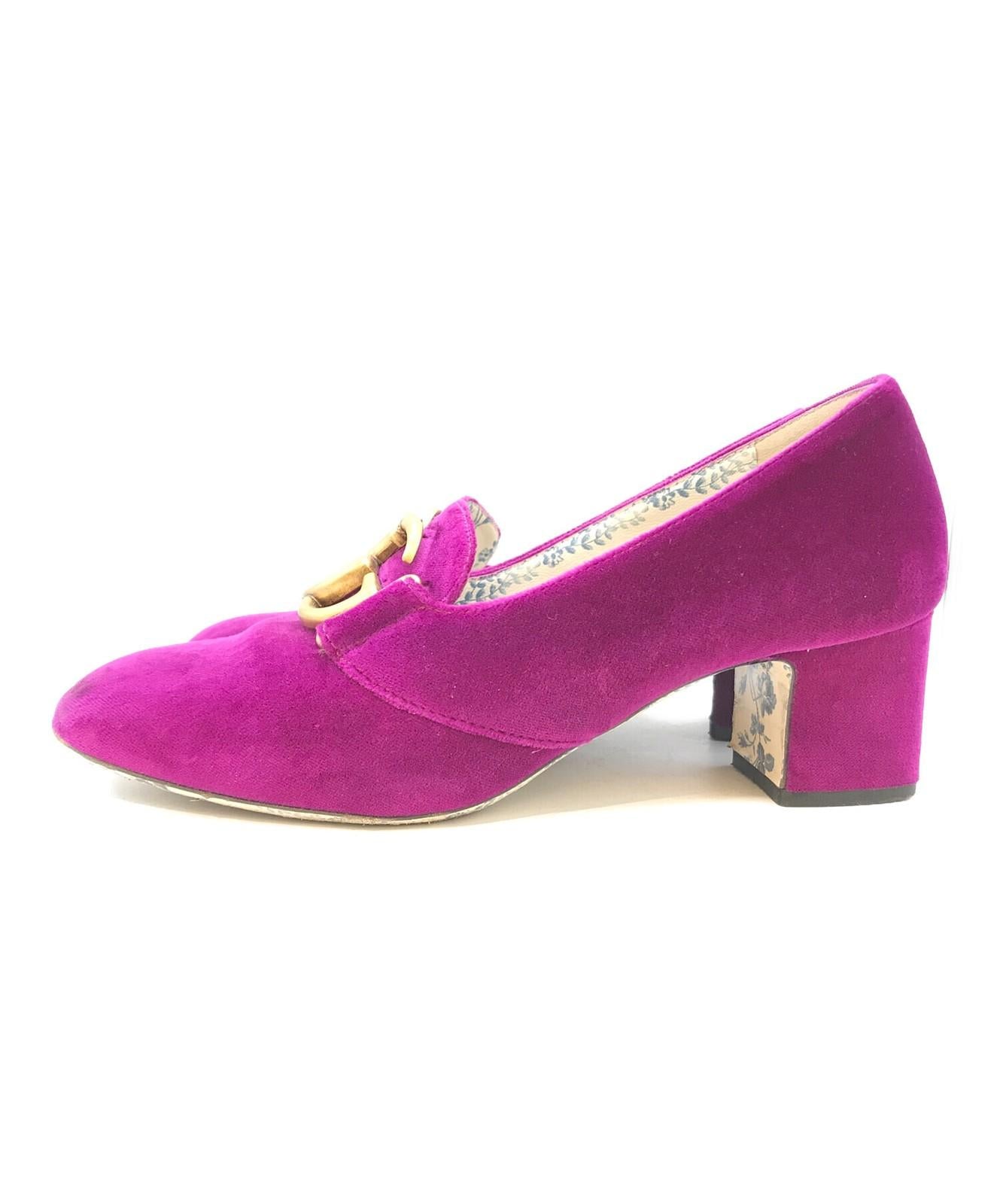 GUCCI Shoes Pumps Heel GG EU 37.5 US 7.5 Purple Authentic