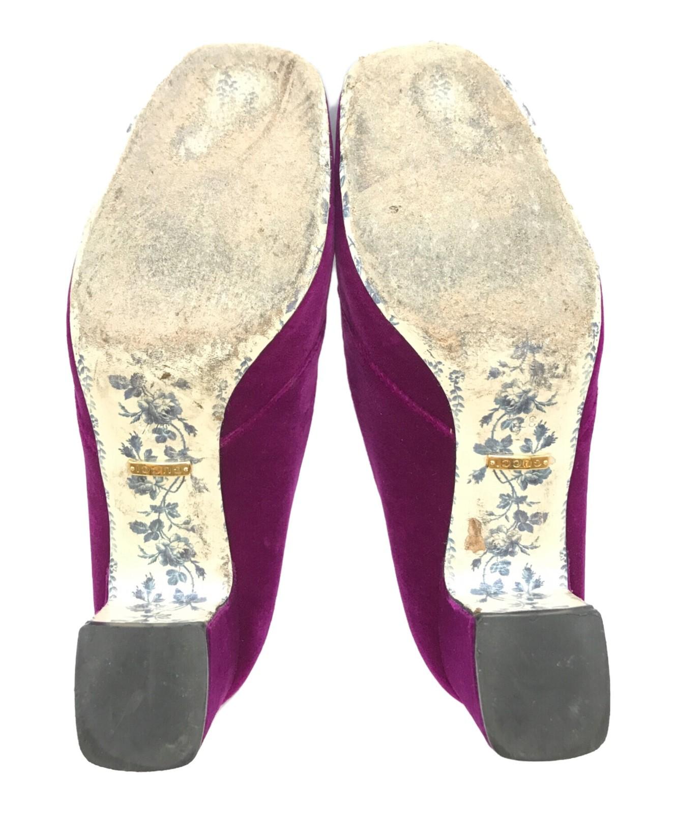 GUCCI Shoes Pumps Heel GG EU 37.5 US 7.5 Purple Authentic