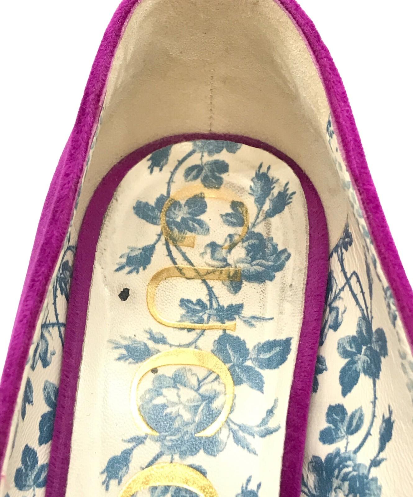 GUCCI Shoes Pumps Heel GG EU 37.5 US 7.5 Purple Authentic