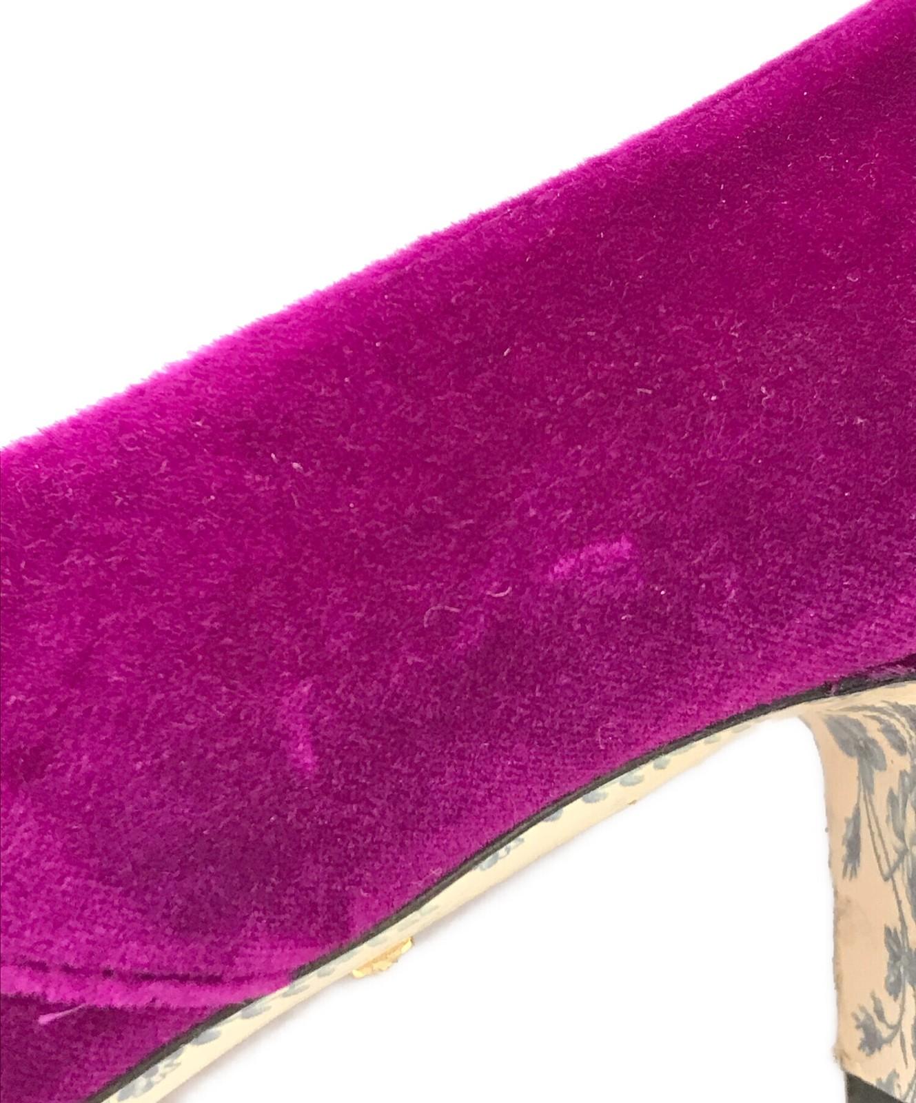 GUCCI Shoes Pumps Heel GG EU 37.5 US 7.5 Purple Authentic