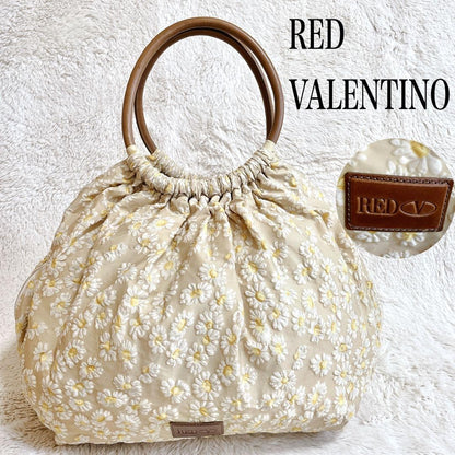 Red Valentino Hand Bag Tote Purse Flower Multicolor Authentic