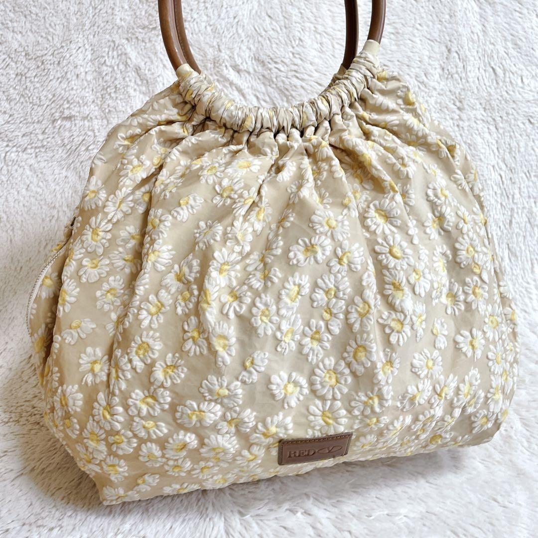 Red Valentino Hand Bag Tote Purse Flower Multicolor Authentic