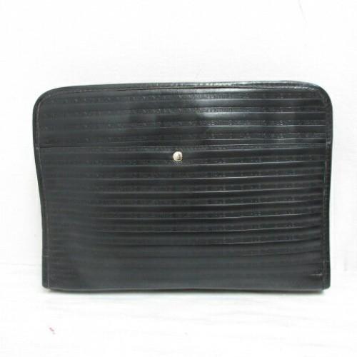 MARIO VALENTINO Clutch Bag Second Bag Leather Black Authentic