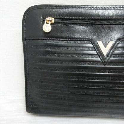 MARIO VALENTINO Clutch Bag Second Bag Leather Black Authentic