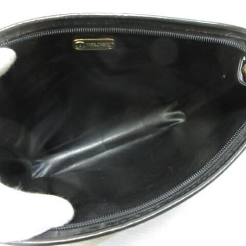 MARIO VALENTINO Clutch Bag Second Bag Leather Black Authentic