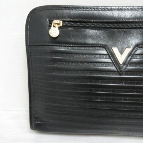 MARIO VALENTINO Clutch Bag Second Bag Leather Black Authentic