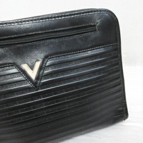 MARIO VALENTINO Clutch Bag Second Bag Leather Black Authentic