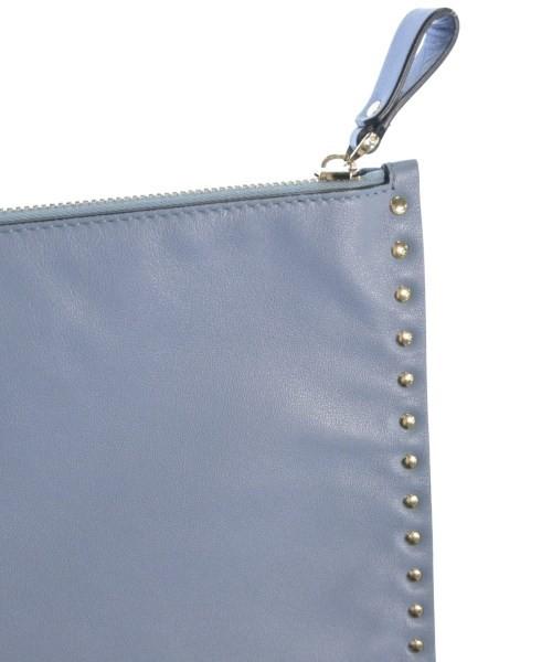 Valentino Clutch Bag Second Bag Studs Blue Gray Authentic