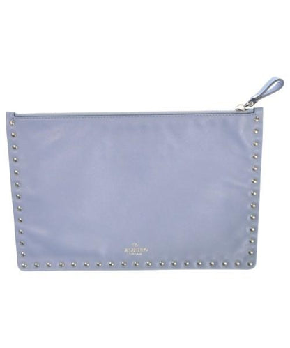 Valentino Clutch Bag Second Bag Studs Blue Gray Authentic