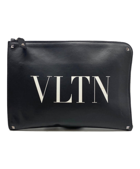 Valentino Garavani Clutch Bag Second Bag VLTN Studs Black Authentic