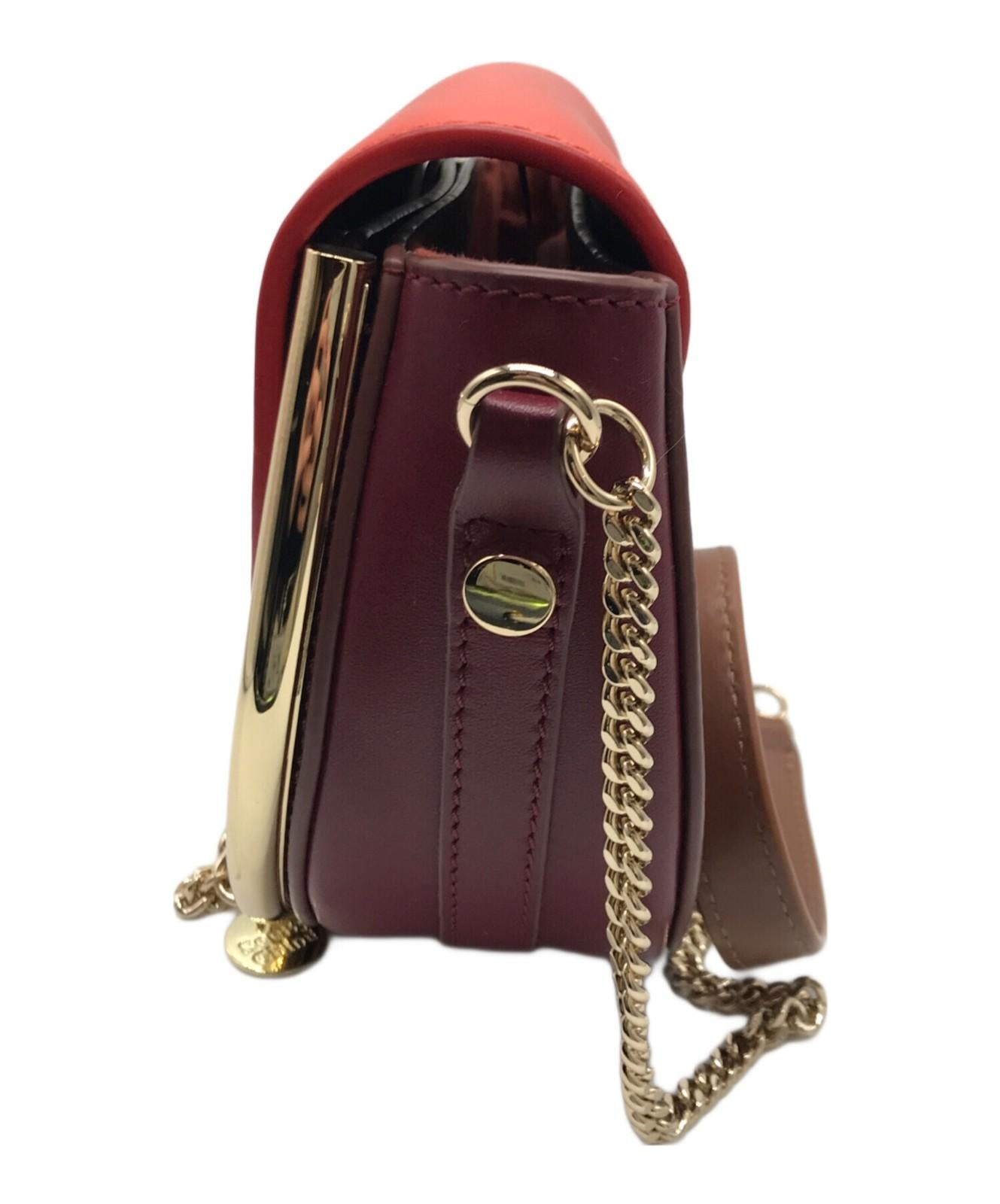 See By Chloe Shoulder Bag Purse mara bicolor evening bag Red Orange Authentic