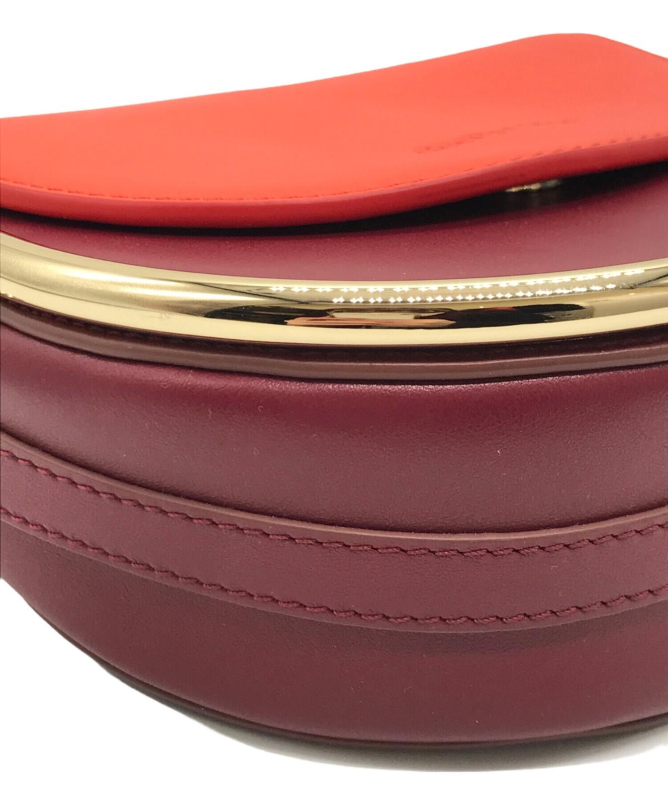 See By Chloe Shoulder Bag Purse mara bicolor evening bag Red Orange Authentic