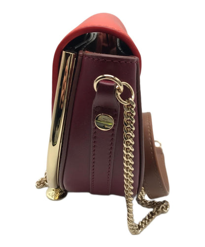 See By Chloe Shoulder Bag Purse mara bicolor evening bag Red Orange Authentic