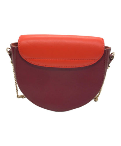 See By Chloe Shoulder Bag Purse mara bicolor evening bag Red Orange Authentic