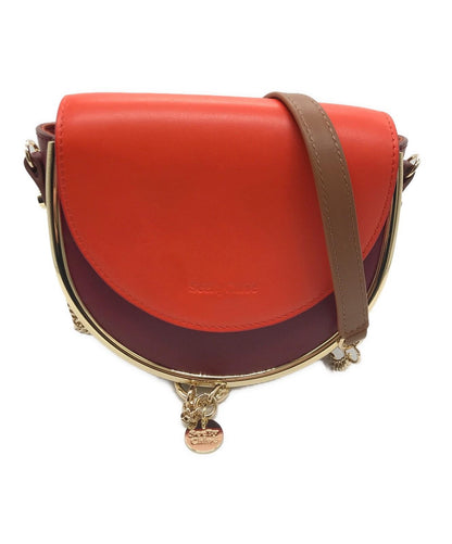 See By Chloe Shoulder Bag Purse mara bicolor evening bag Red Orange Authentic