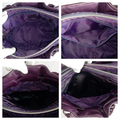 Christian Dior Hand Bag Tote Purse Cannage Nylon Purple Authentic
