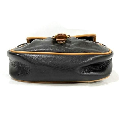 CELINE shoulder bag Purse Black Leather Women's Authentic Used