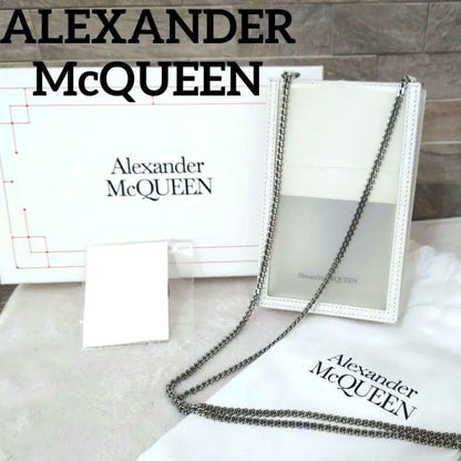 Alexander McQueen Shoulder Bag Purse Phone Case Leather White Authentic