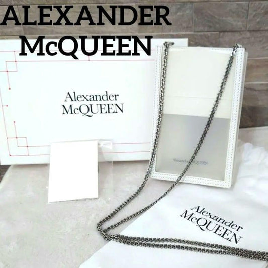 Alexander McQueen Shoulder Bag Purse Phone Case Leather White Authentic