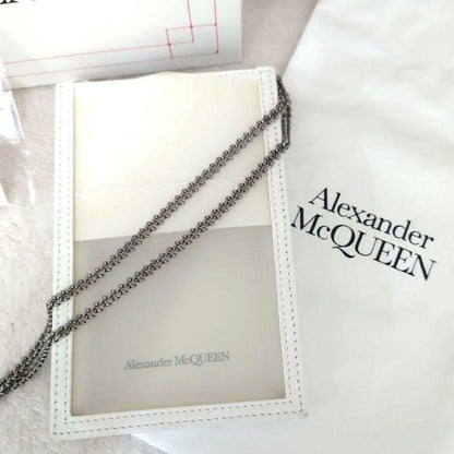 Alexander McQueen Shoulder Bag Purse Phone Case Leather White Authentic