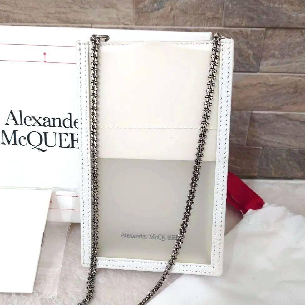 Alexander McQueen Shoulder Bag Purse Phone Case Leather White Authentic