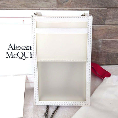 Alexander McQueen Shoulder Bag Purse Phone Case Leather White Authentic