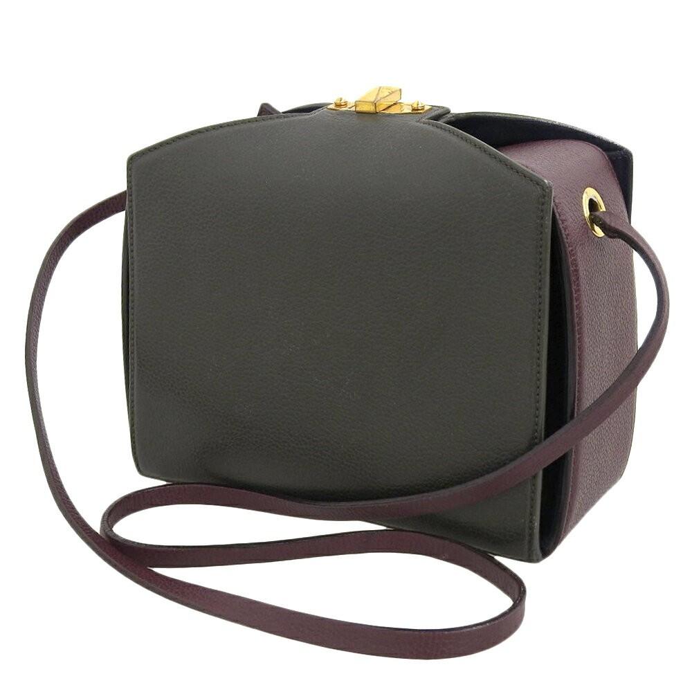 Alexander McQueen Shoulder Bag Purse Leather Charcoal Gray Bordeaux Authentic