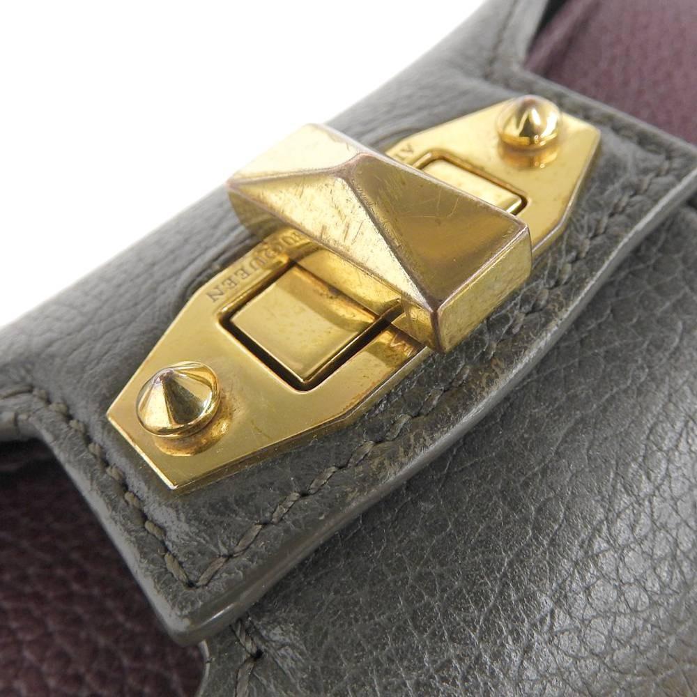 Alexander McQueen Shoulder Bag Purse Leather Charcoal Gray Bordeaux Authentic