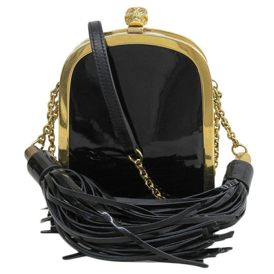 Alexander McQueen Shoulder Bag Purse Patent Leather Black Authentic