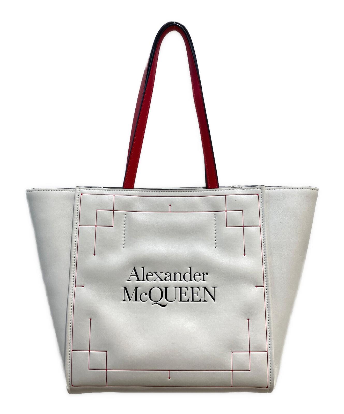 Alexander McQueen Hand Bag Tote Purse Leather Red Authentic