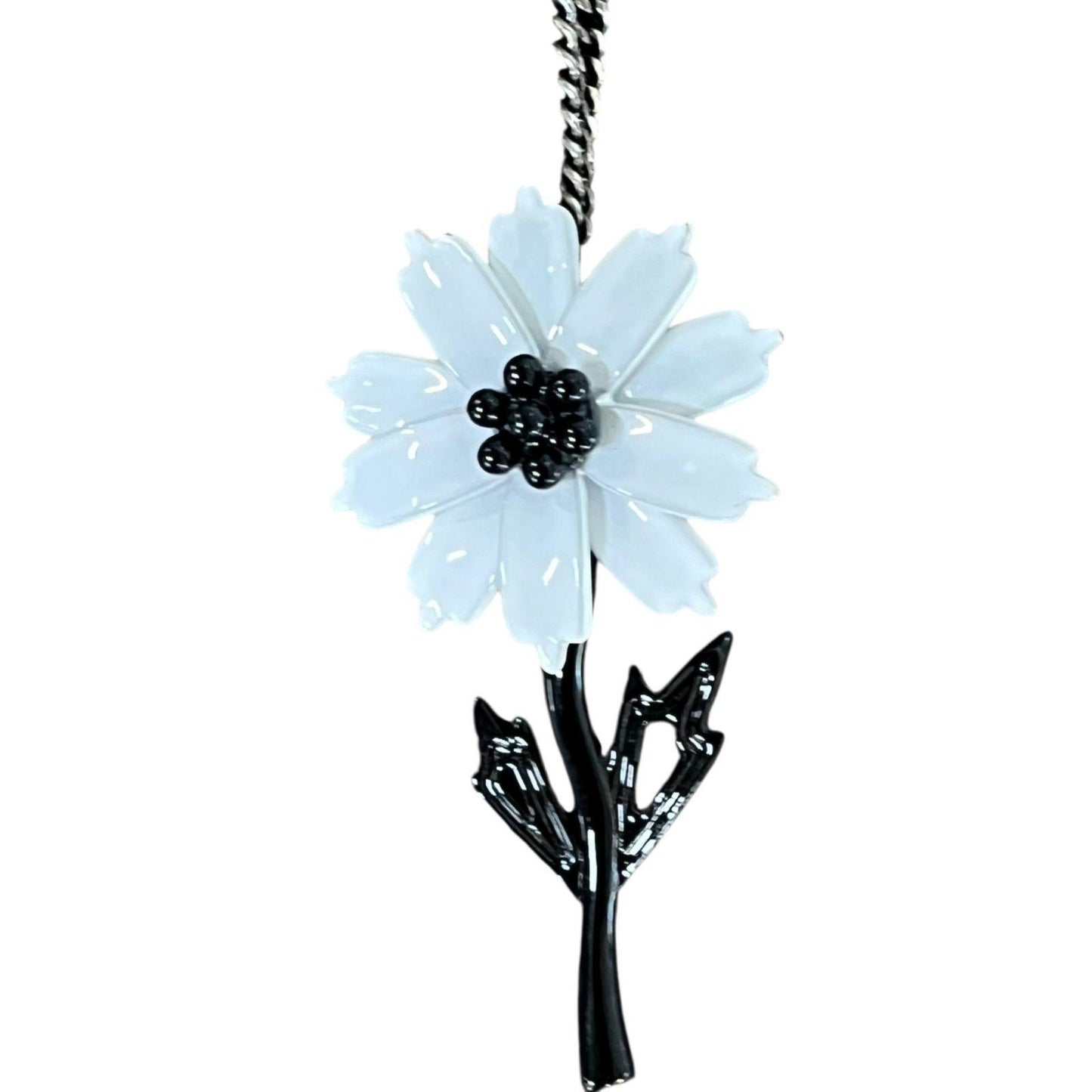 Saint Laurent Necklace Pendant Flower White Authentic