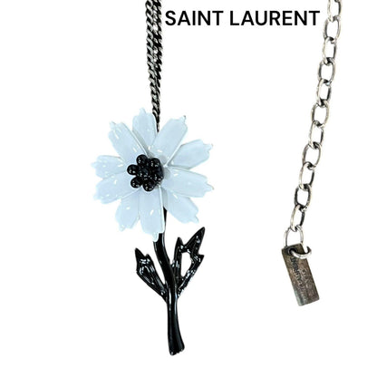 Saint Laurent Necklace Pendant Flower White Authentic
