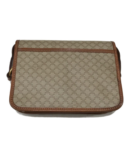 CELINE shoulder bag Purse Triomphe Leather PVC Beige Gold Used Unisex Authentic