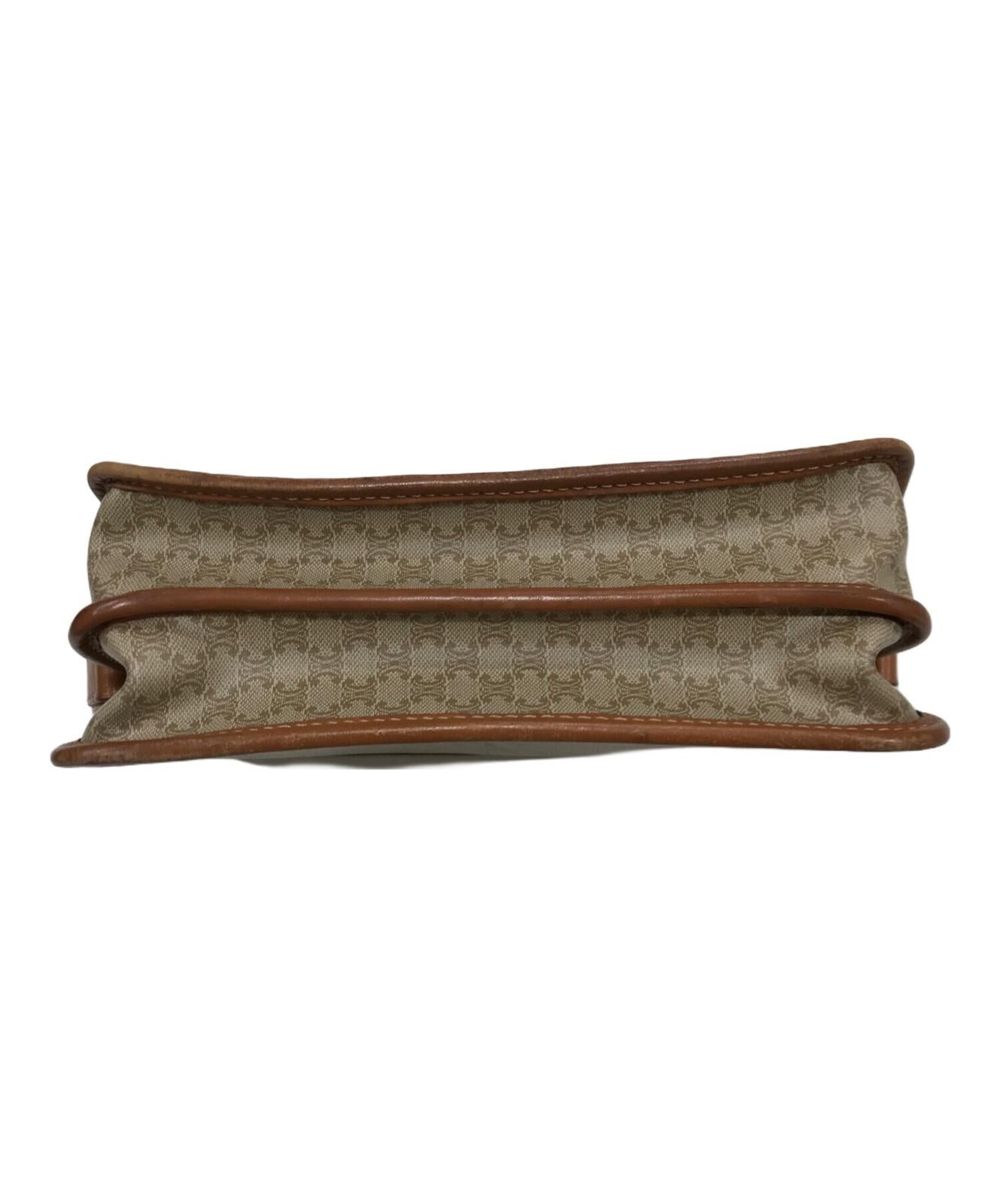 CELINE shoulder bag Purse Triomphe Leather PVC Beige Gold Used Unisex Authentic