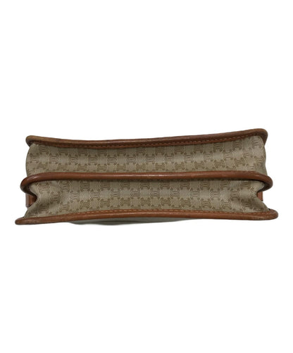 CELINE shoulder bag Purse Triomphe Leather PVC Beige Gold Used Unisex Authentic