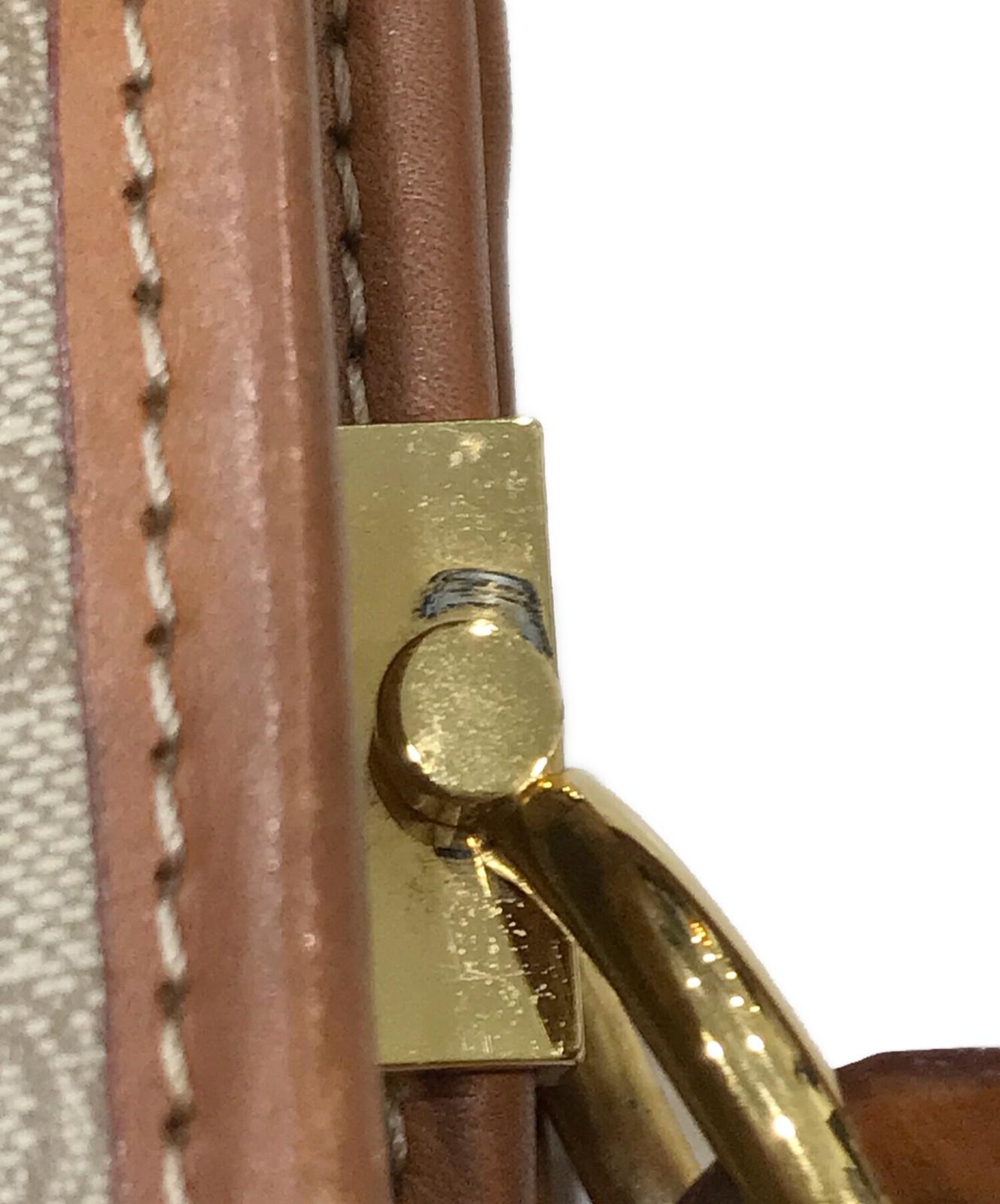 CELINE shoulder bag Purse Triomphe Leather PVC Beige Gold Used Unisex Authentic