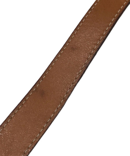 CELINE shoulder bag Purse Triomphe Leather PVC Beige Gold Used Unisex Authentic