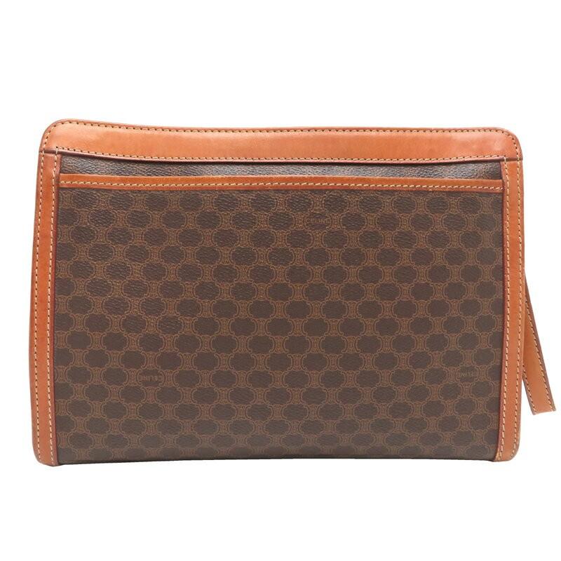 CELINE Clutch Bag Second Bag Macadam PVC Brown Authentic