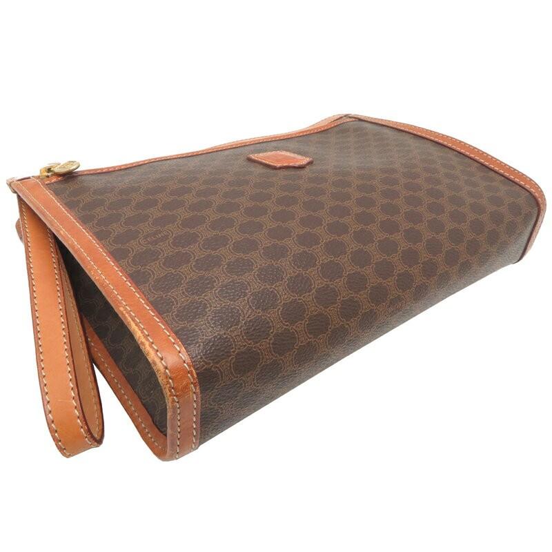 CELINE Clutch Bag Second Bag Macadam PVC Brown Authentic