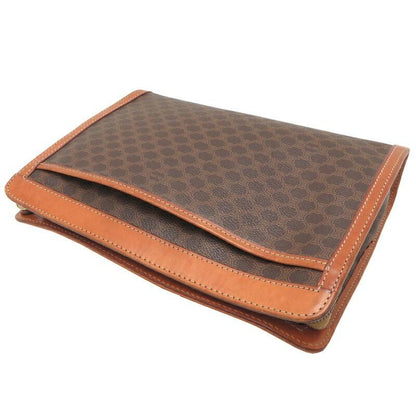 CELINE Clutch Bag Second Bag Macadam PVC Brown Authentic