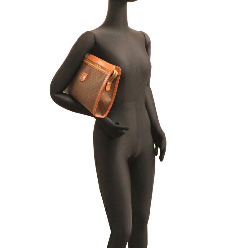 CELINE Clutch Bag Second Bag Macadam PVC Brown Authentic