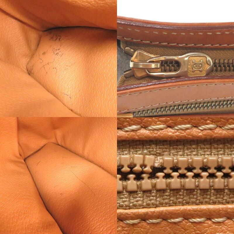 CELINE Clutch Bag Second Bag Macadam PVC Brown Authentic