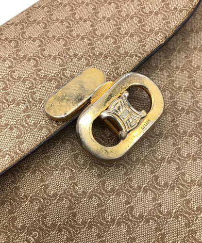 CELINE Shoulder Bag Purse Macadam Beige Authentic