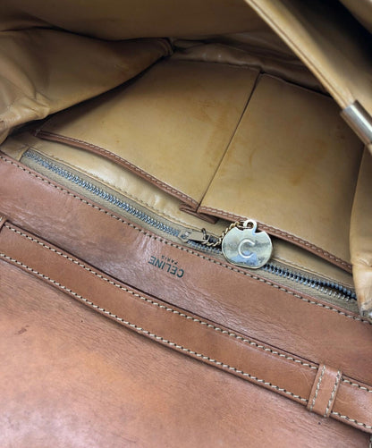 CELINE Shoulder Bag Purse Macadam Beige Authentic