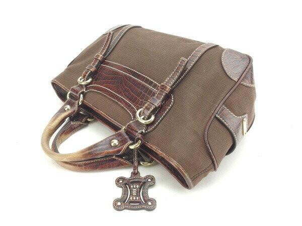 CELINE Hand Bag Tote Purse Boogie Brown Authentic